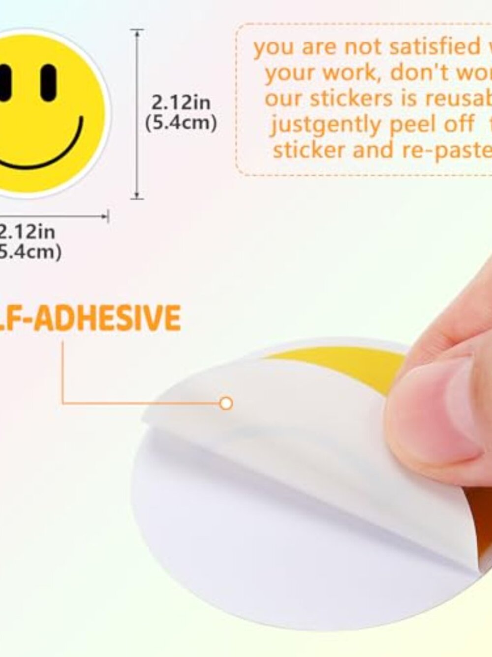 50PCS Smile Face Stickers Cute Water Bottle Stickers for Kids Waterproof PVC - Picture 2 of 5